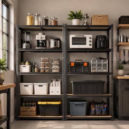60" H Heavy Duty Storage Shelves, 2400LBS Capacity Metal Shelving Unit, ...