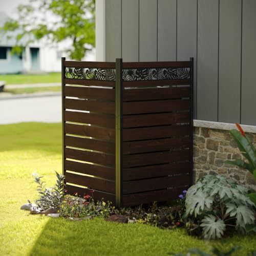 Wood Privacy Screen, No Dig Outdoor Fence,Dark Brown