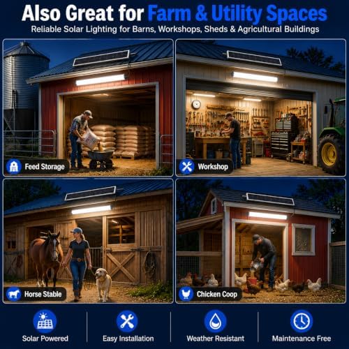 Solar Shed Light Waterproof,Solar Shop Light with Motion Sensor & Remote
