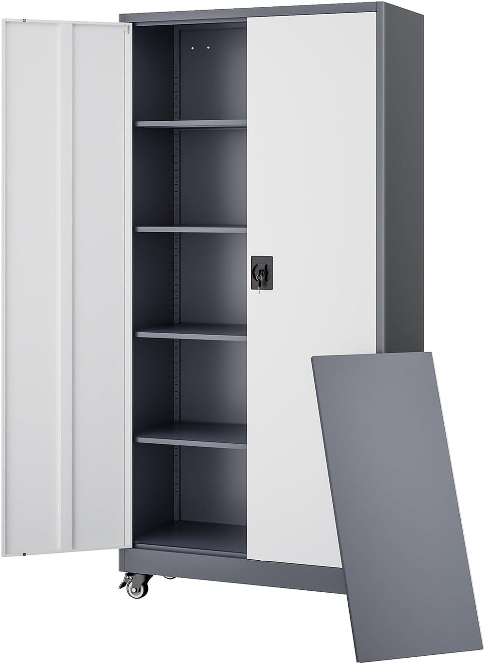 Metal Garage Storage Cabinets with Lock Door and Adjustable Shelves, Steel To...