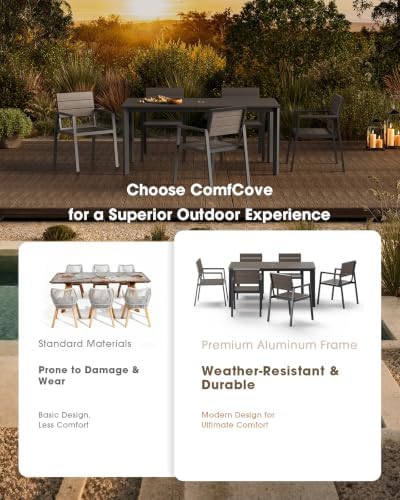 Outdoor Dining Set, Aluminum & HDPS Outdooor Table and Chairs Set