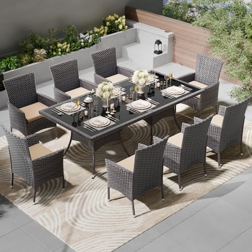 Kullavik 10 Pieces Outdoor Dining Set Patio Rattan Furniture Set,Patio Dining...