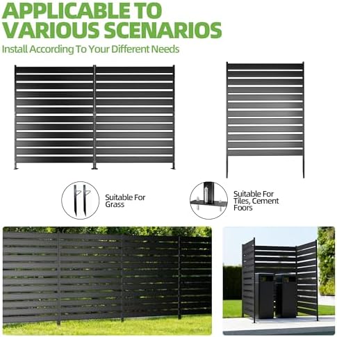Privacy Fence Screen for AC & Trash, 48" H × 38" W（2P） Metal No...