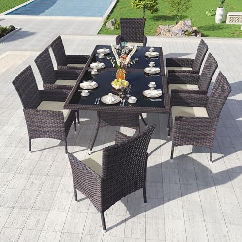 Kullavik 10 Pieces Outdoor Dining Set Patio Rattan Furniture Set,Patio Dining...