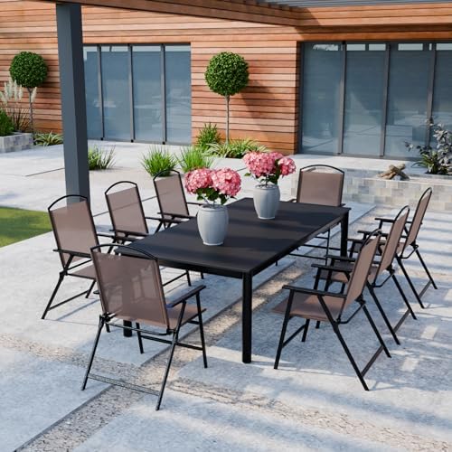 Outdoor Folding Patio Dining Sling Chairs with Mesh Fabric for Garden Lawn Co...