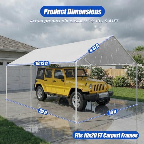 10x20FT Heavy Duty Carport Canopy Replacement Cover