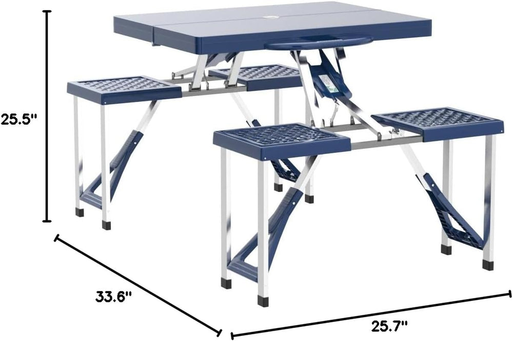 Trademark Innovations Portable Folding Picnic Table with 4 Seats, Blue