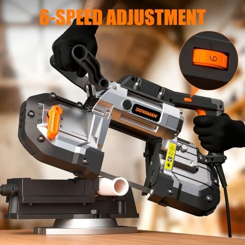 DOVAMAN Portable Band Saw, 10A Variable Speed, 5" Deep Cut Handheld Bandsaw