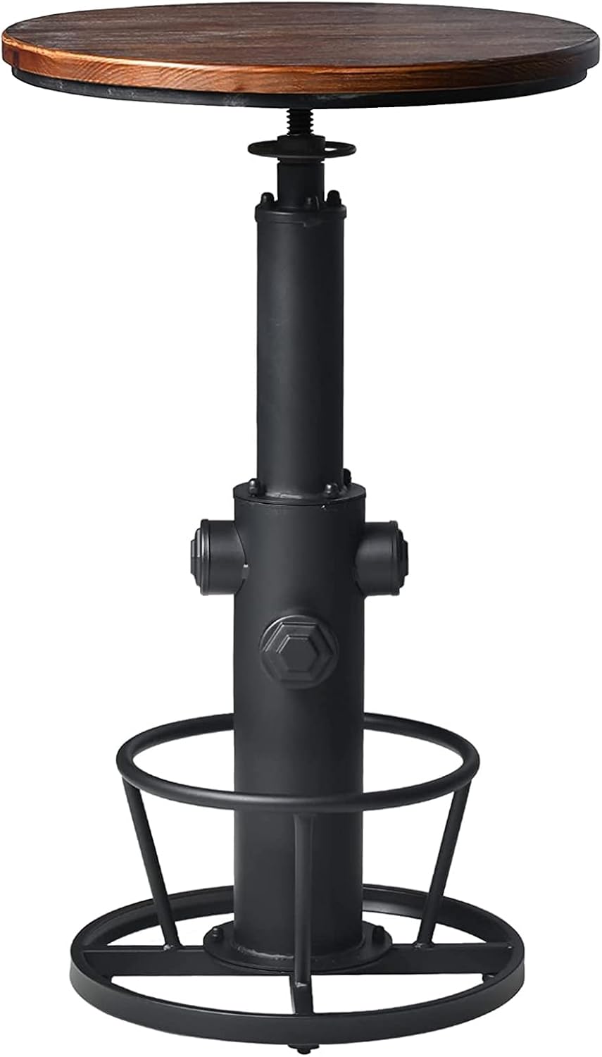 LOKKHAN Industrial Bar Table 38.6"-48.4" Height Adjustable Swivel R...