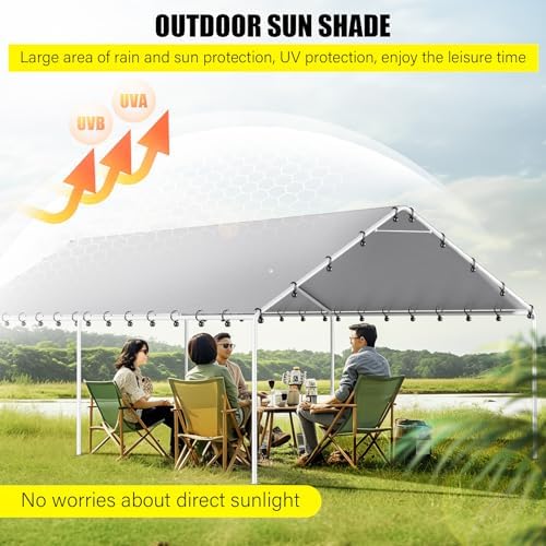 DWALE 10 x 20 Ft Carport,Replacement Canopy Cover Garage Top Tent Shelter Tar...