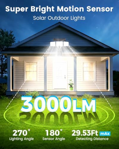 Clip on Solar Lights Outdoor,3000mAh Flood Lights with Motion Sensor,Remote