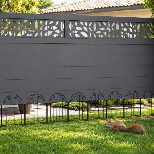 Garden Fence 20 Panels, 17 in H Above Ground, No Dig Metal Fence