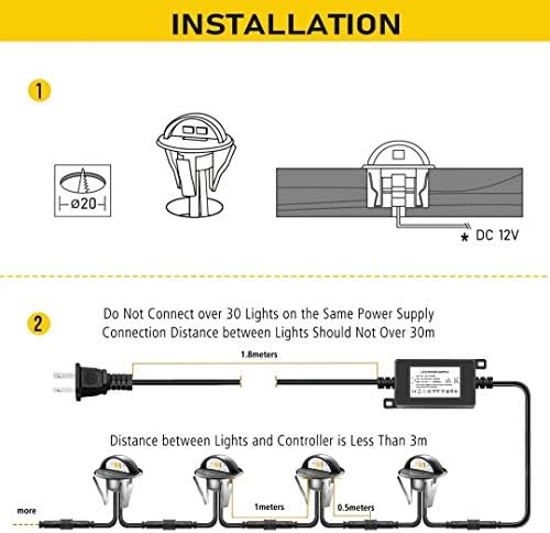 20pcs LED Step Lights Low Voltage IP65 Waterproof Recessed LED Deck Lighting,...