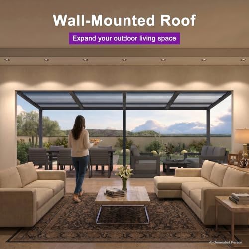PURPLE LEAF Wall Mounted Pergola 10' x 20' Louvered Pergola,Aluminum ...