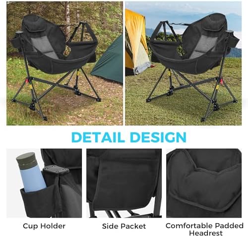 Ainfox Hammock Camping Chair, Foldable Portable Rocking Chairs for Adults Out...