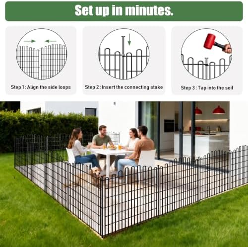 10 Panels No Dig Decorative Garden Fence, Dog Fence Outdoor for Yard