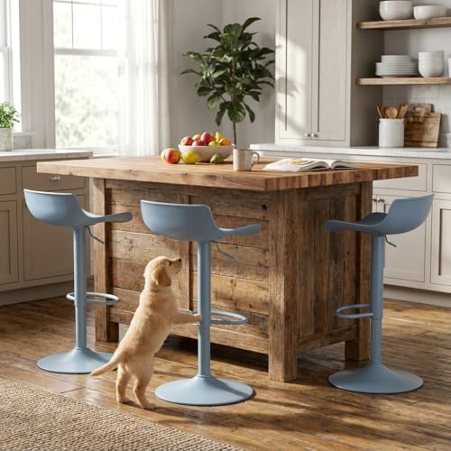 YOUNIKE Bar Stools Set of 2 Counter Height Chairs Barstools Light Blue