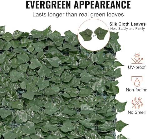 VEVOR Artificial Ivy Privacy Fence Screen, 59 x 158 in Faux Ivy Vine Leaf Hed...