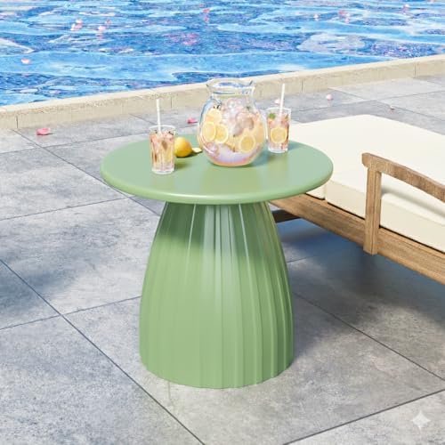 Round Small Patio Side Table Set of 2, Metal Steel Outdoor Side Table, Patio ...