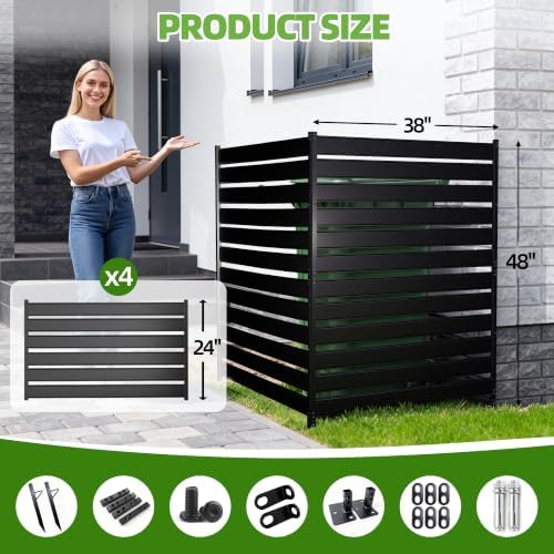 Privacy Fence Screen for AC & Trash, 48" H × 38" W（2P） Metal No...
