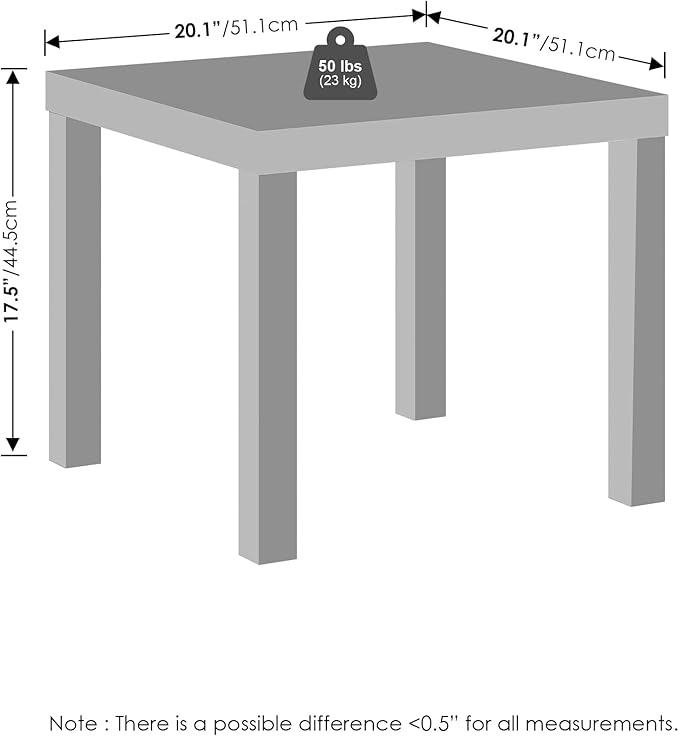 Furinno Classic Coffee Table, Square Modern Coffee Table with Triple Thick Ta...