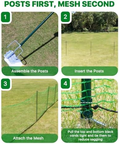 Temporary Fence with Metal Posts, 40" Hx50'L Garden Fence Animal Bar...