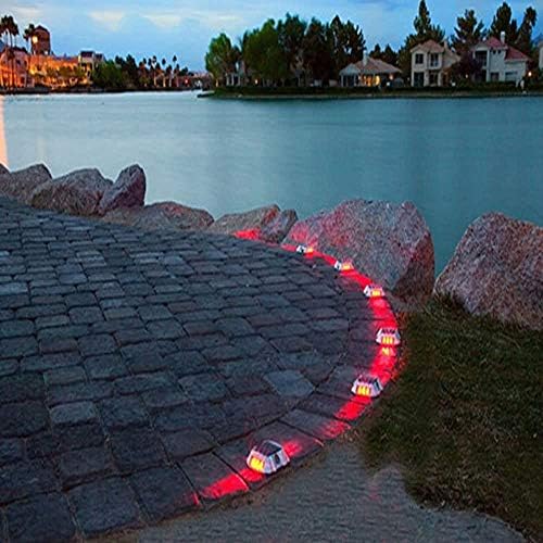 JIGUOOR Solar Deck Lights LED Driveway Lights, Red, 6 Pack
