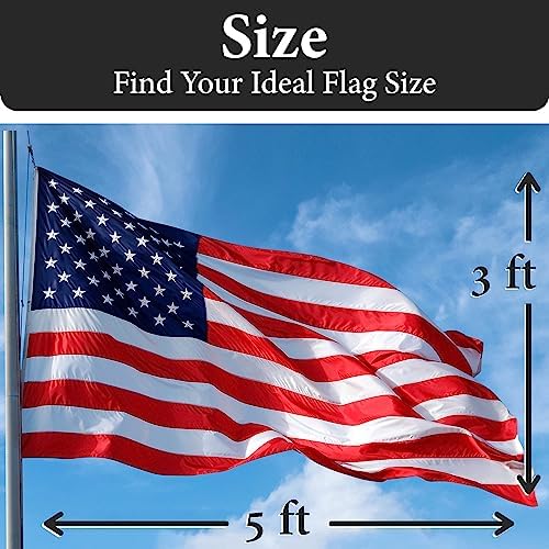 American Flags for Outside 3x5-100% Polyester MADE IN THE USA -Indestructible...