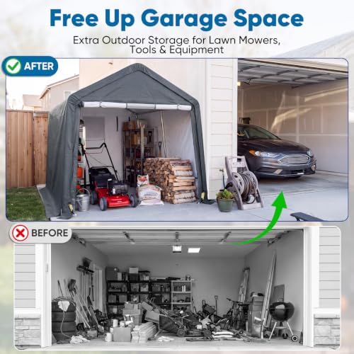 Quictent Heavy Duty 8x14FT Carport Storage Shelter with Roll-Up Door&Vents