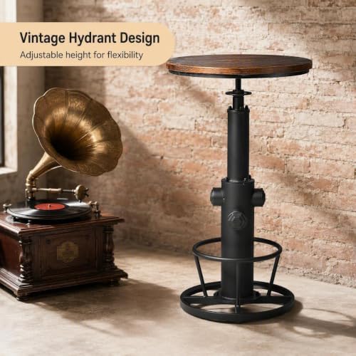 LOKKHAN Industrial Bar Table 38.6"-48.4" Height Adjustable Swivel R...