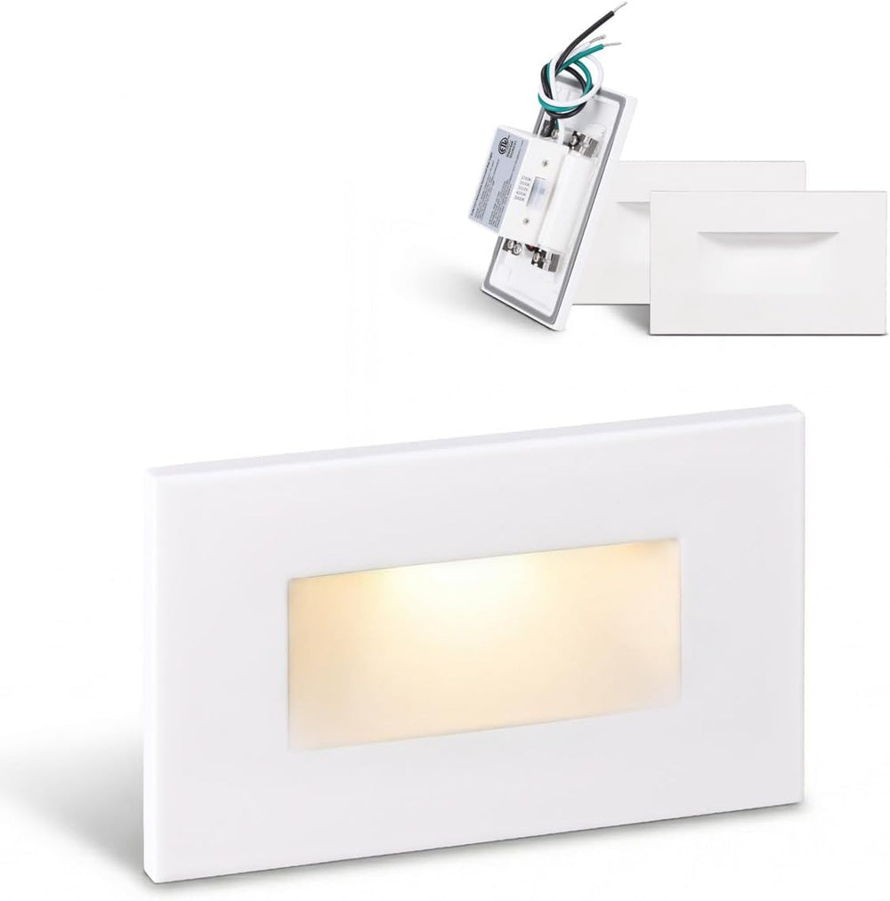 LEONLITE 3-Pack 5CCT 120V LED Step Lights, Horizontal, White