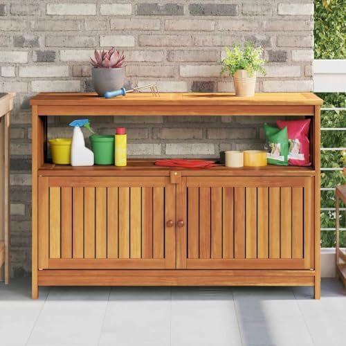 vidaXL Patio Console Table 43.3"x13.8"x29.5" Solid Wood Acacia