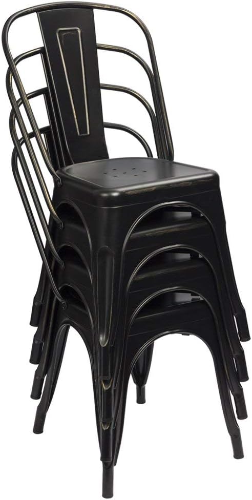 Furmax Metal Dining Chair Indoor Outdoor Use Stackable Chic Side Classic Trat...