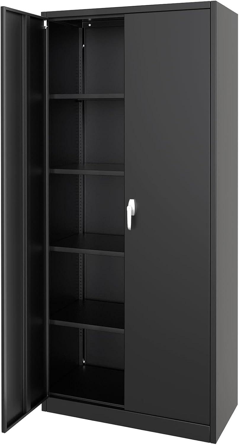 GarveeHome Metal Storage Cabinet with Lock Garage Storage Cabinet Adjustable ...