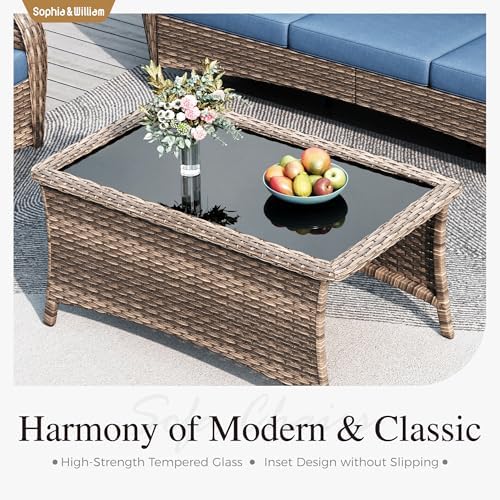 Sophia & William 6-Piece Wicker Patio Furniture Set, Navy Blue