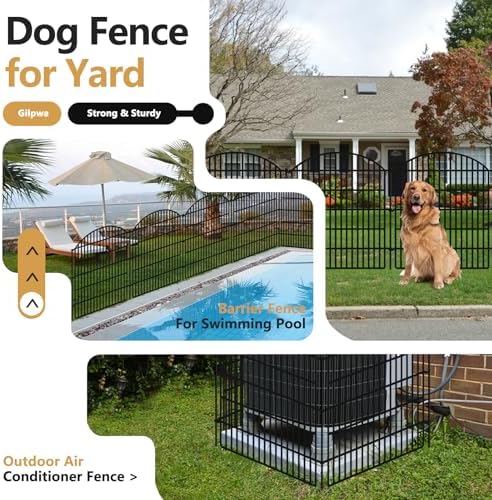 16 Panels Decorative Garden Metal Fence, 33in (H) x 38.67ft (L) No Dig Dog Fe...
