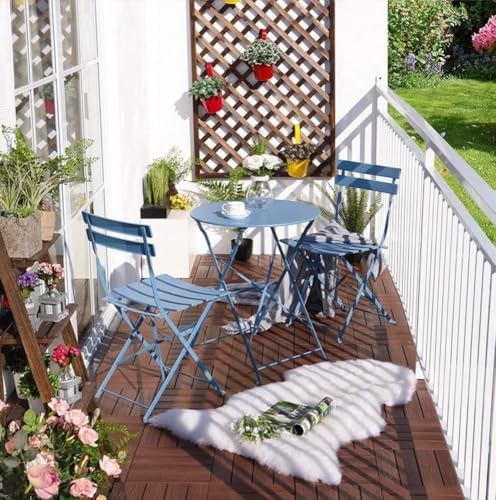Bistro Table & Chairs Set of 2 No Assembly Folding Outdoor Patio