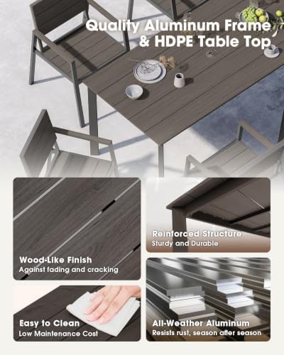Outdoor Dining Set, Aluminum & HDPS Outdooor Table and Chairs Set