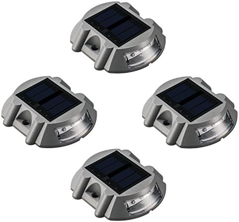 SUNWIND Solar Deck Lighting Outdoor - 4 Pack Waterproof Aluminum Dock Solar P...