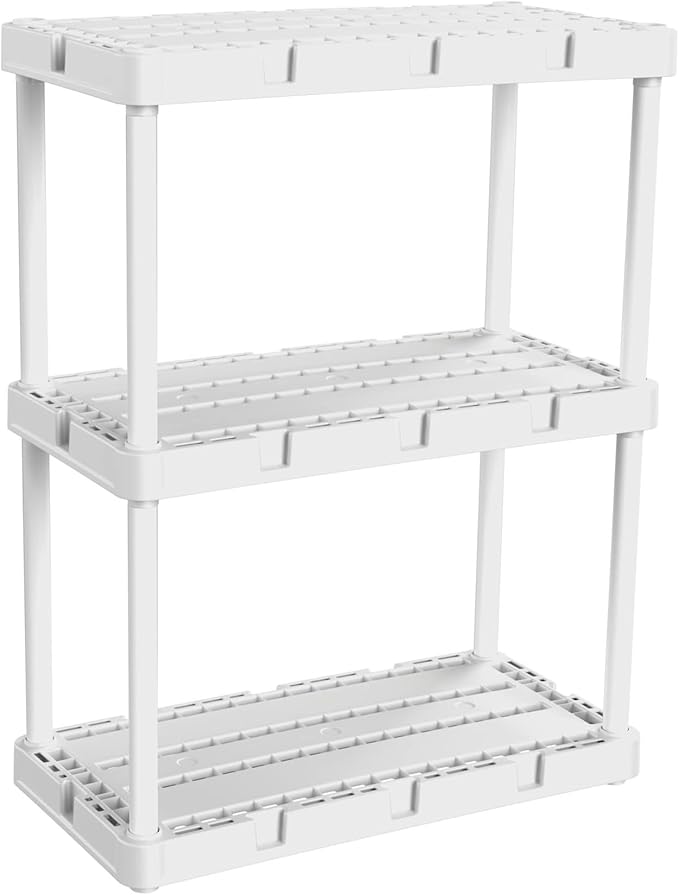 Gracious Living 2 Pack Light Duty Storage Shelves, Knect-A-Shelf 3-Shelf Vent...