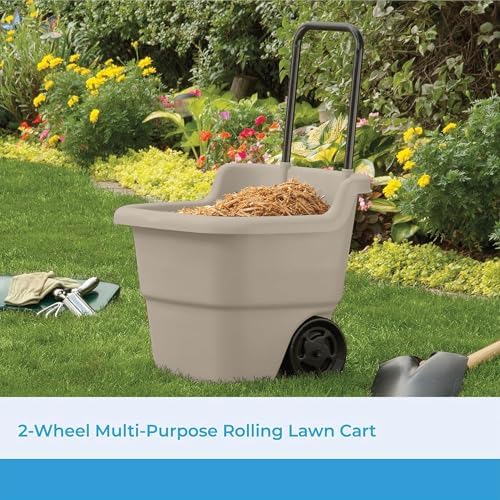 Suncast 2-Pack Multipurpose Rolling Lawn and Garden Utility Cart, 15 Gallon, ...