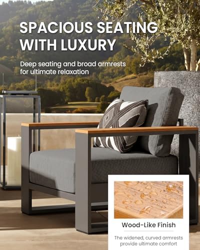 Oversized Aluminum Patio Furniture Set, 5 Pieces Luxury Outdoor Furniture Set...