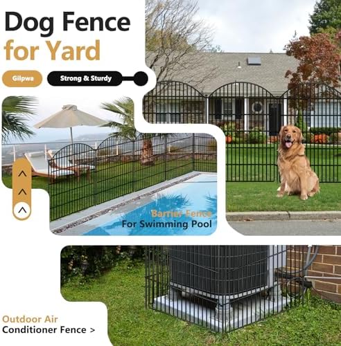 10 Panels Decorative Garden Fence, 40in (H) X 24ft (L) No Dig Dog Fences Outd...
