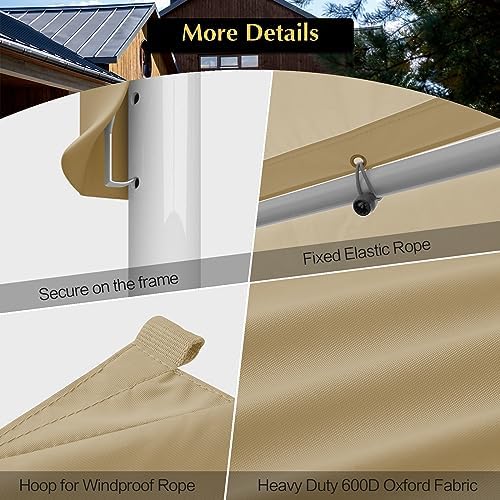 10x20 FT Car Canopy Replacement Cover, 800D Waterproof & UV, Beige