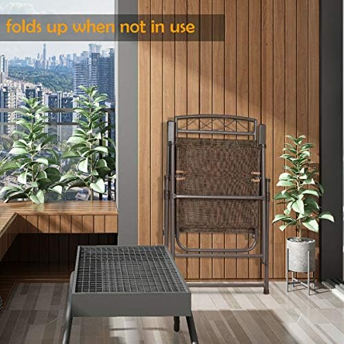 GIANTEX Set of 4 Patio Folding Sling Chairs Steel Camping Deck Garden Pool Ba...