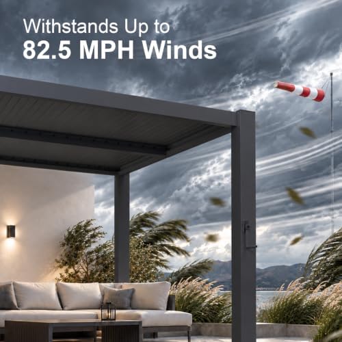Aoxun Louvered Pergola 10x12, 3.8" Thick Posts, 82.5 MPH Wind Resistance