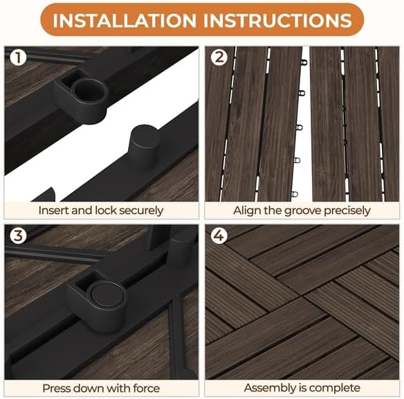 Yaheetech 27PCS Interlocking Deck Tiles Outdoor Patio Floor, Black
