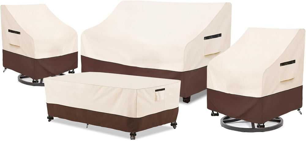 Waterproof Outdoor Patio Furniture Covers 4 Piece Set,XXL-Large,Beige