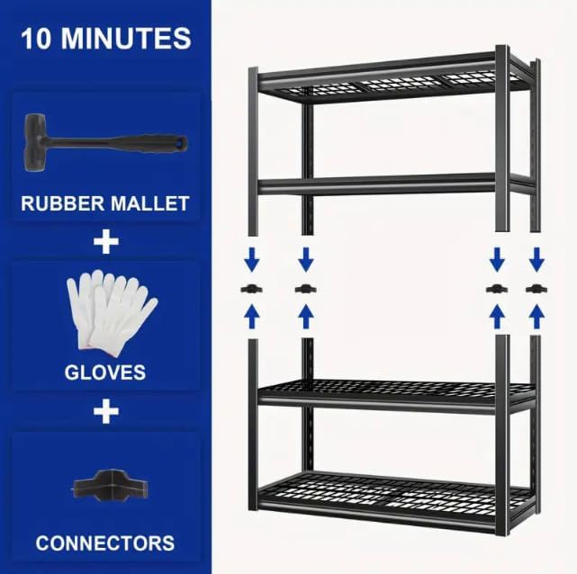 40''W Garage Storage Shelves, Heavy Duty Metal Shelving, 2240LBS