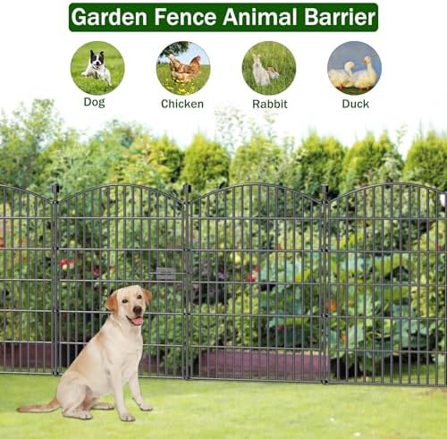 10 Panel No Dig Decorative Garden Fence with Gate 40"H x 23.6'L Dog ...